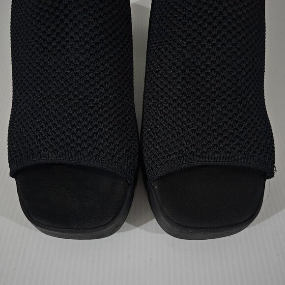 NEW Eileen Fisher Cue Sandal 11 Black Stretch Knit Slingback Chunky Platform - Picture 5 of 13